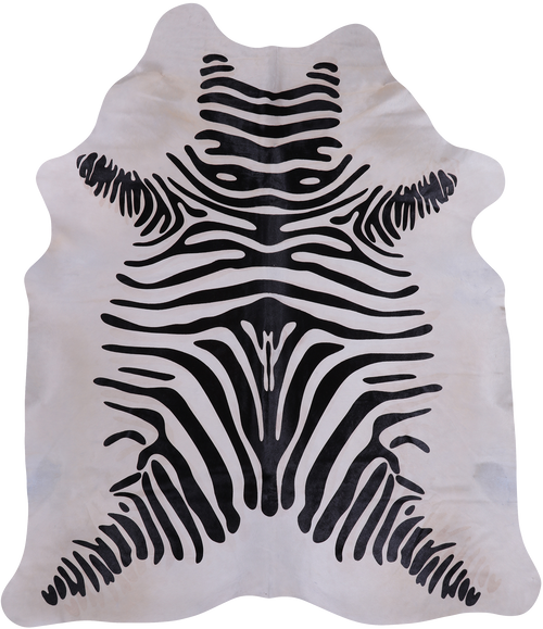 Black Zebra Animal Print Natural Cowhide Rug - XX-Large 7' 8