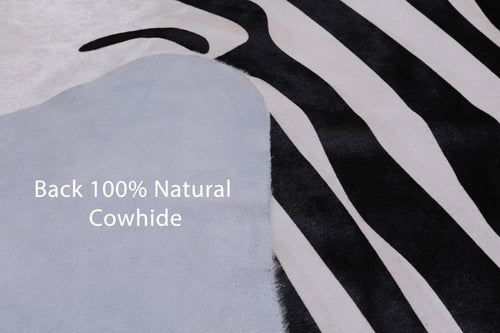 Black Zebra Animal Print Natural Cowhide Rug - XX-Large 7' 8