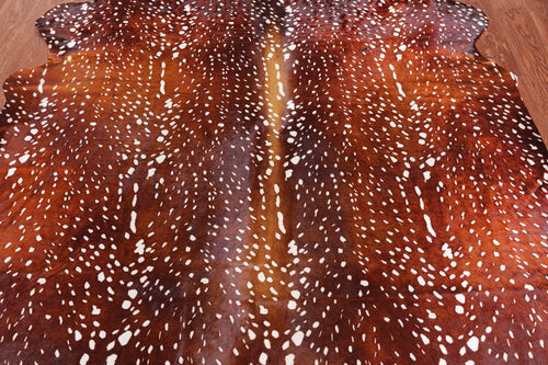 Deer Animal Print Natural Cowhide Rug - XX-Large 7' 6