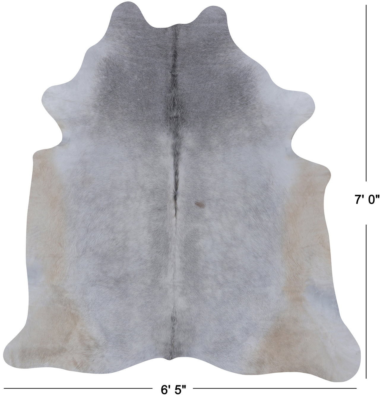 Grey Natural Cowhide Rug - X-Large 7' 0"H x 6' 5"W