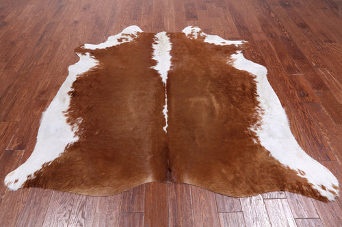 Brown & White Natural Cowhide Rug - Large 6' 4