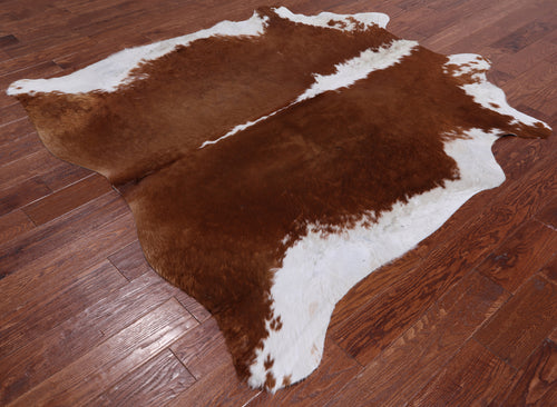 Brown & White Natural Cowhide Rug - Large 6' 4