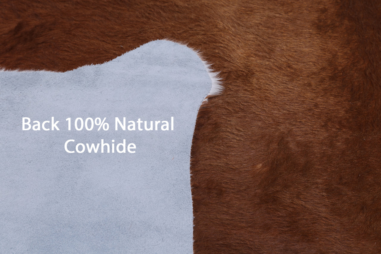 Brown & White Natural Cowhide Rug - Large 6' 4"H x 6' 2"W