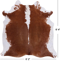 Thumbnail for Brown & White Natural Cowhide Rug - Large 6' 4