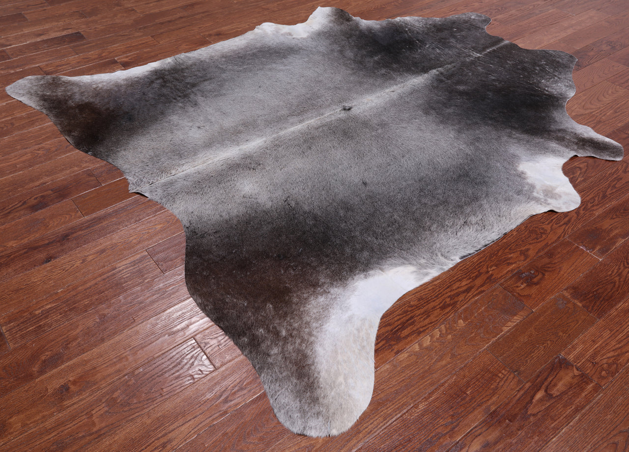 Grey & White Natural Cowhide Rug - XX-Large 7' 9"H x 7' 0"W