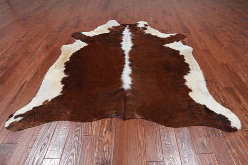Brown & White Natural Cowhide Rug - XX-Large 7' 5