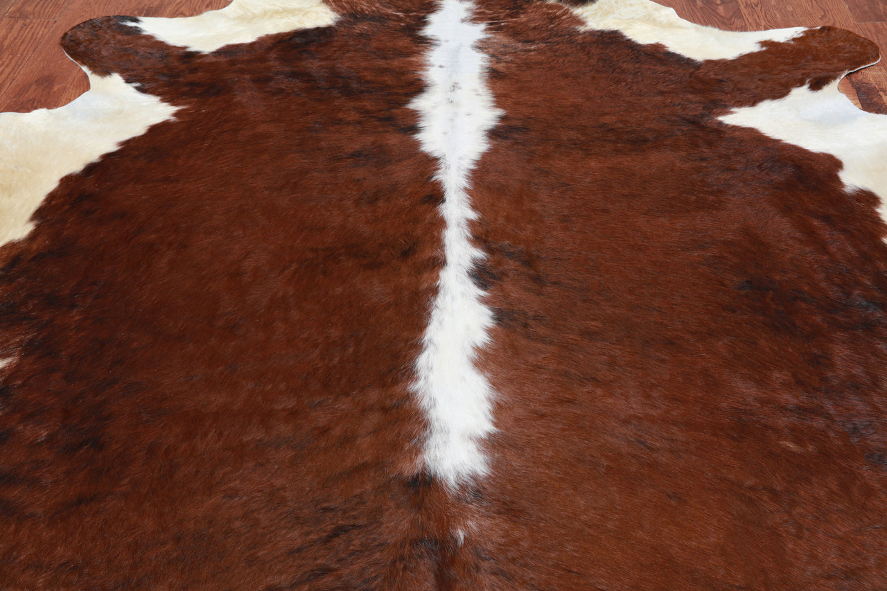 Brown & White Natural Cowhide Rug - XX-Large 7' 5"H x 6' 10"W
