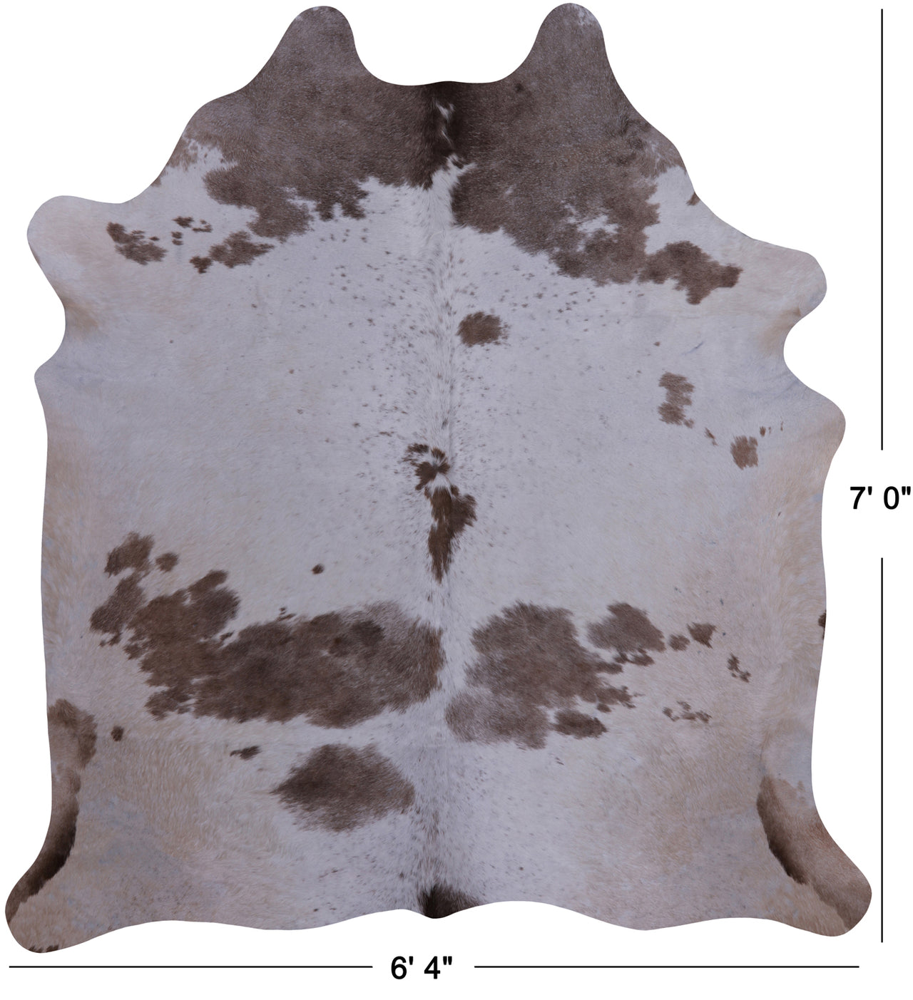 Brown & White Natural Cowhide Rug - X-Large 7' 0"H x 6' 4"W