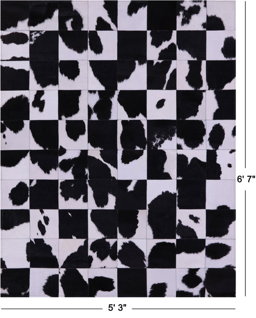 Black & White Patchwork Natural Cowhide Rug - 5' 3