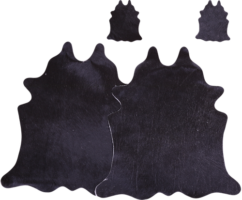 Black Real Cowhide 2 Placemats With 2 Coasters - Set Of Two