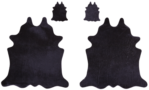 Black Real Cowhide 2 Placemats With 2 Coasters - Set Of Two