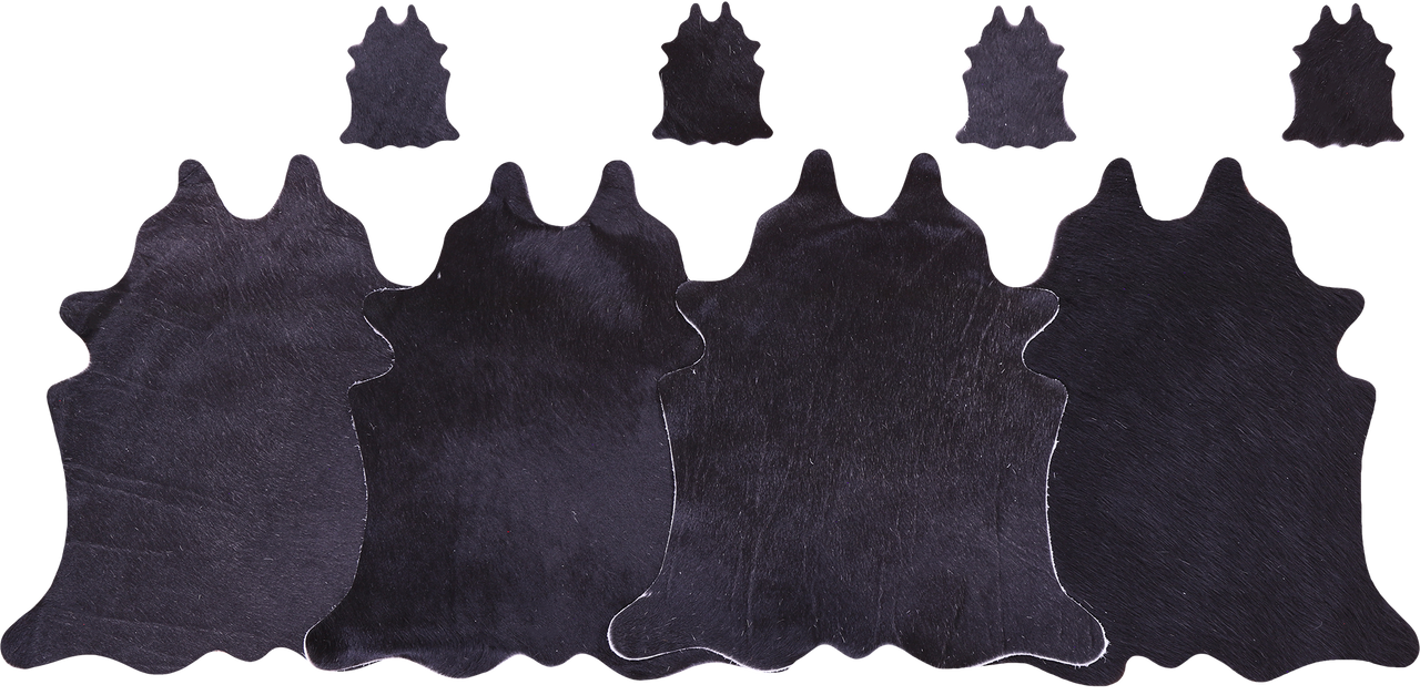 Black Real Cowhide 4 Placemats With 4 Coasters - Set Of Four