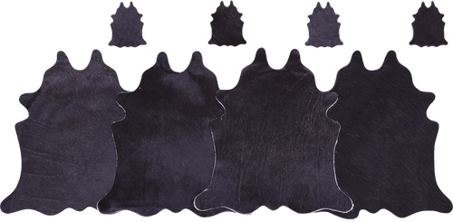 Black Real Cowhide 4 Placemats With 4 Coasters - Set Of Four