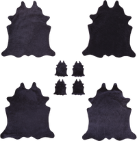 Thumbnail for Black Real Cowhide 4 Placemats With 4 Coasters - Set Of Four