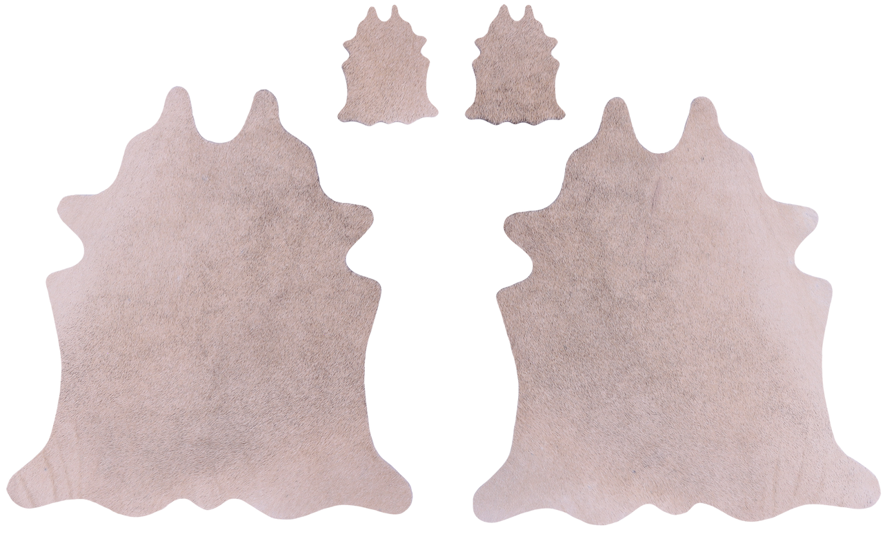 Beige Real Cowhide 2 Placemats With 2 Coasters - Set Of Two