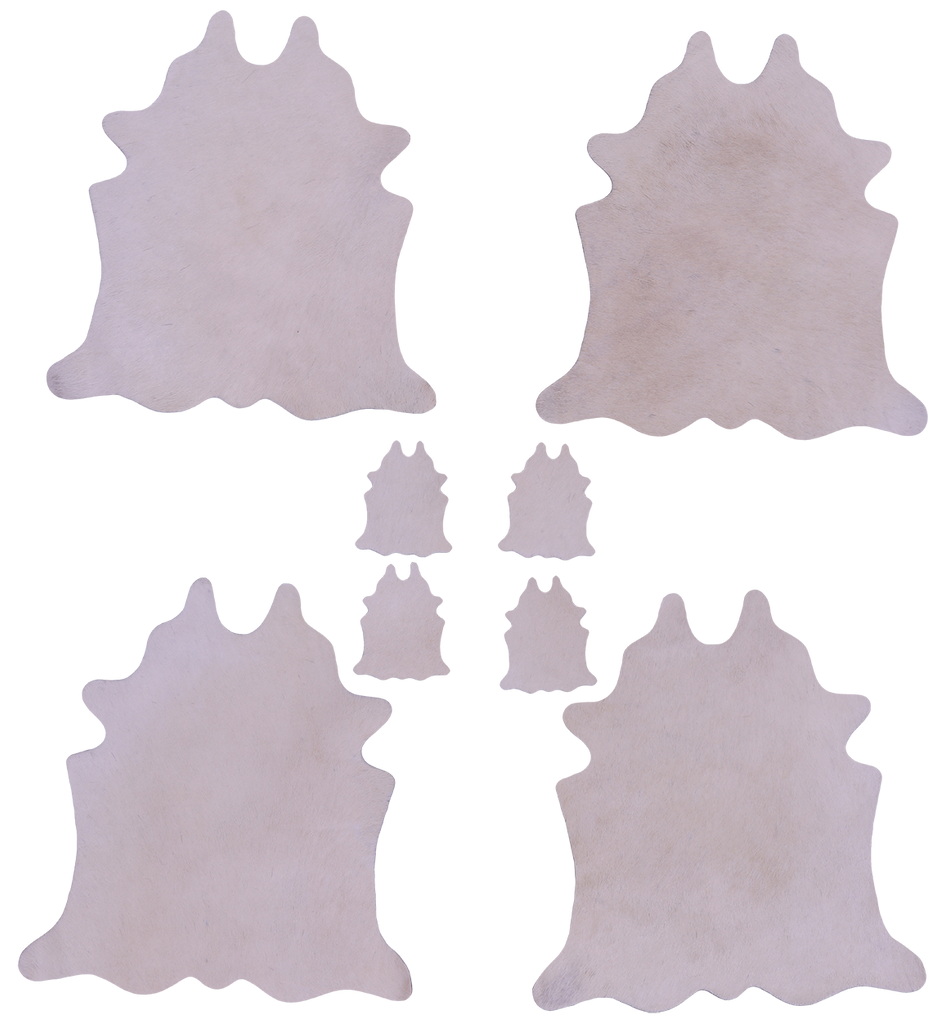 Beige Real Cowhide 4 Placemats With 4 Coasters - Set Of Four