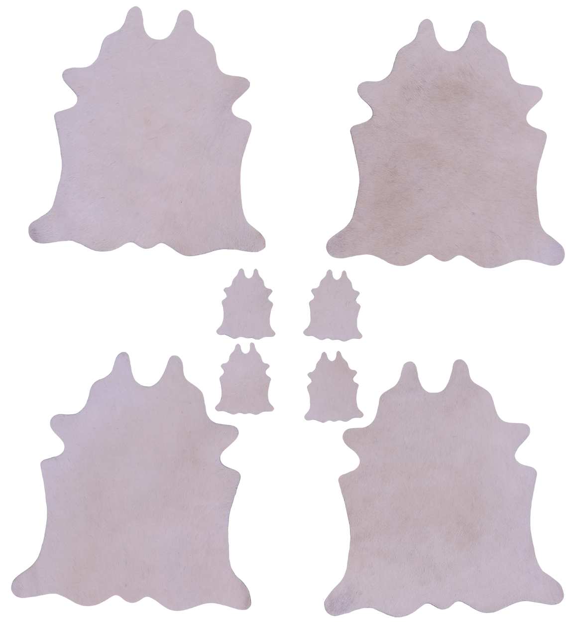 Beige Real Cowhide 4 Placemats With 4 Coasters - Set Of Four