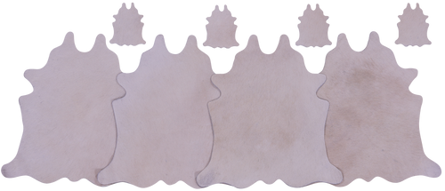 Beige Real Cowhide 4 Placemats With 4 Coasters - Set Of Four