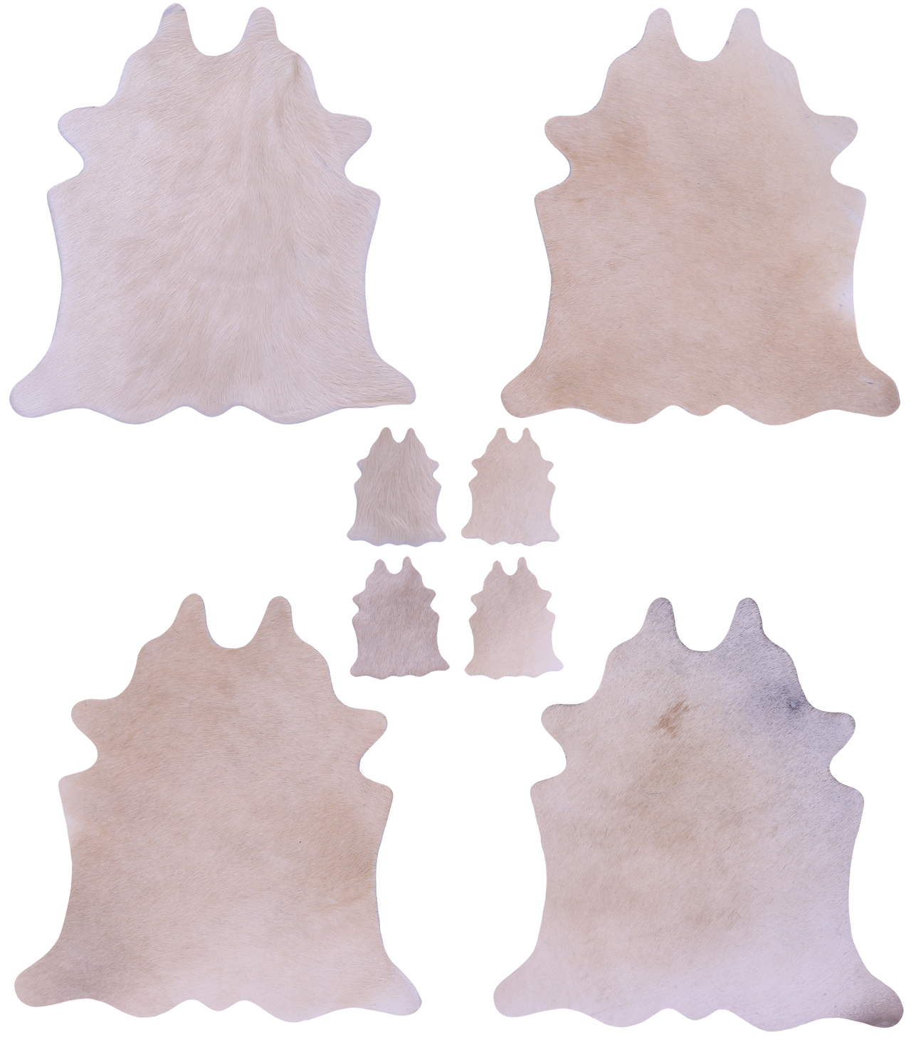 Beige Real Cowhide 4 Placemats With 4 Coasters - Set Of Four