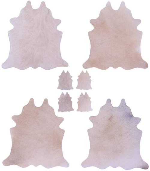 Beige Real Cowhide 4 Placemats With 4 Coasters - Set Of Four