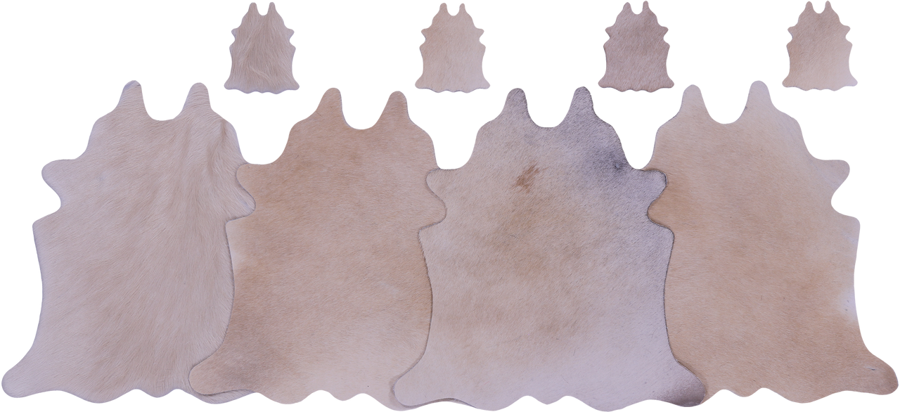 Beige Real Cowhide 4 Placemats With 4 Coasters - Set Of Four