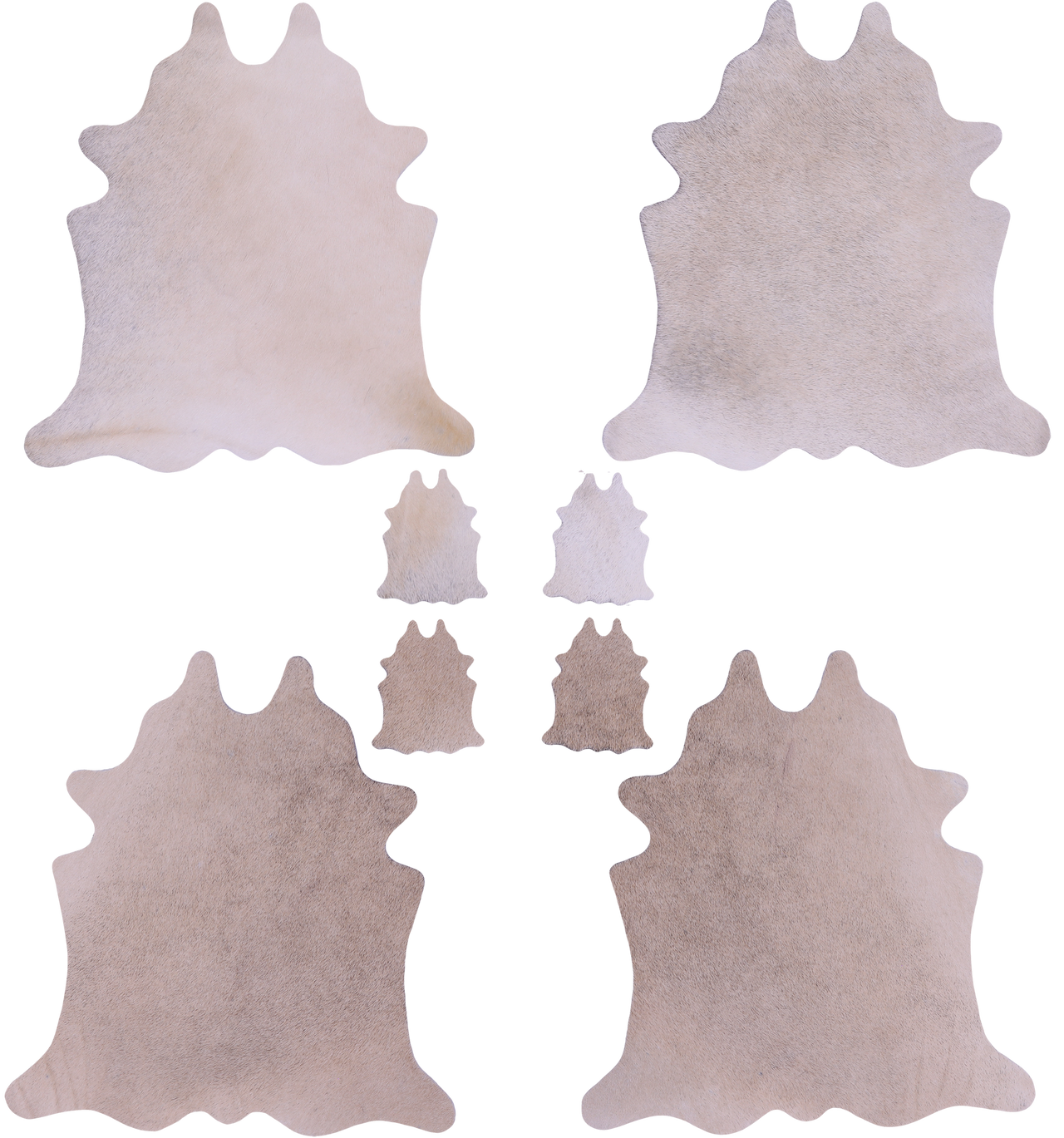 Beige Real Cowhide 4 Placemats With 4 Coasters - Set Of Four