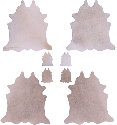 Beige Real Cowhide 4 Placemats With 4 Coasters - Set Of Four