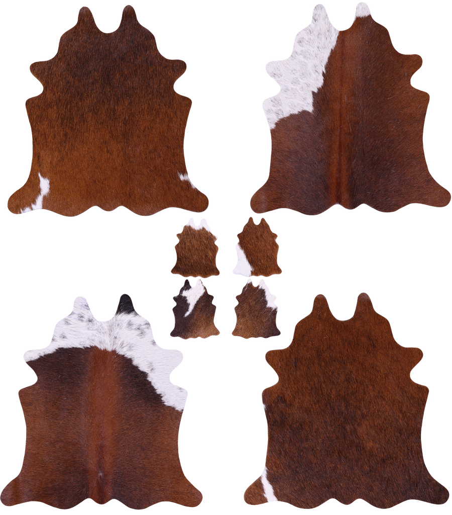 Brown Real Cowhide 4 Placemats With 4 Coasters - Set Of Four