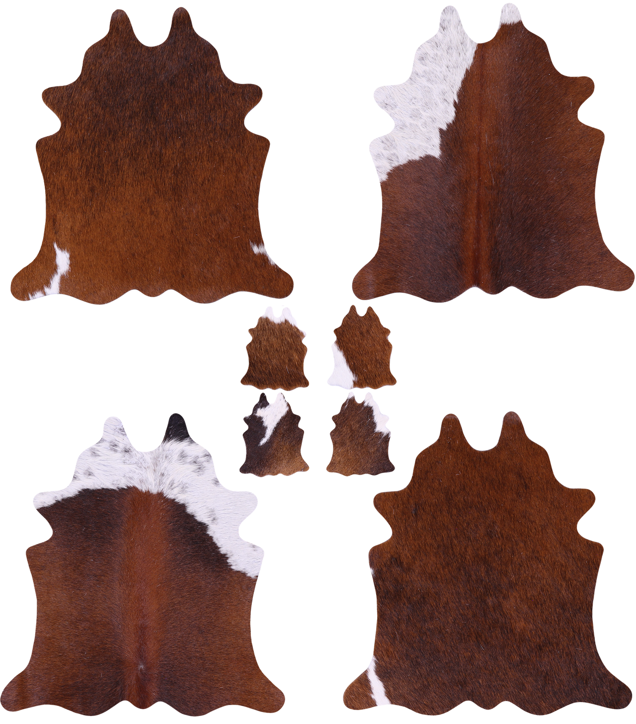 Brown Real Cowhide 4 Placemats With 4 Coasters - Set Of Four