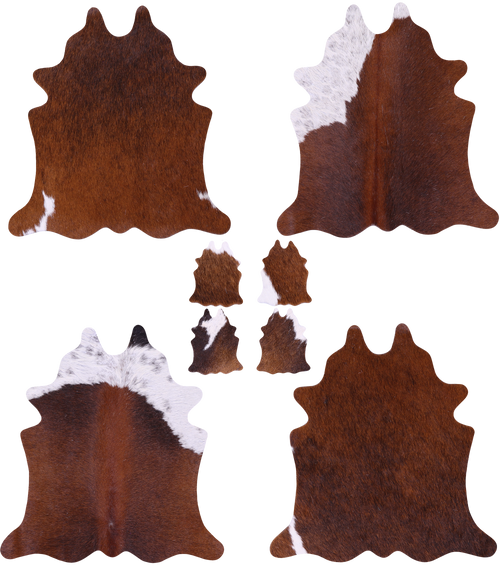 Brown Real Cowhide 4 Placemats With 4 Coasters - Set Of Four