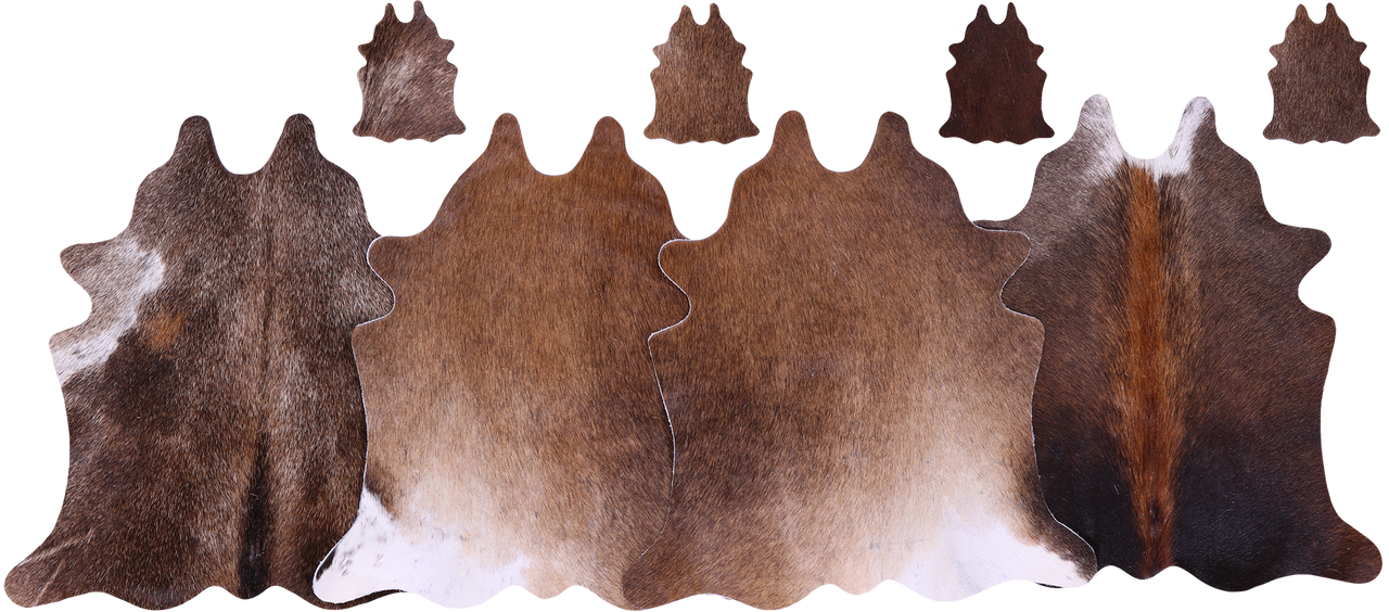 Brown Real Cowhide 4 Placemats With 4 Coasters - Set Of Four