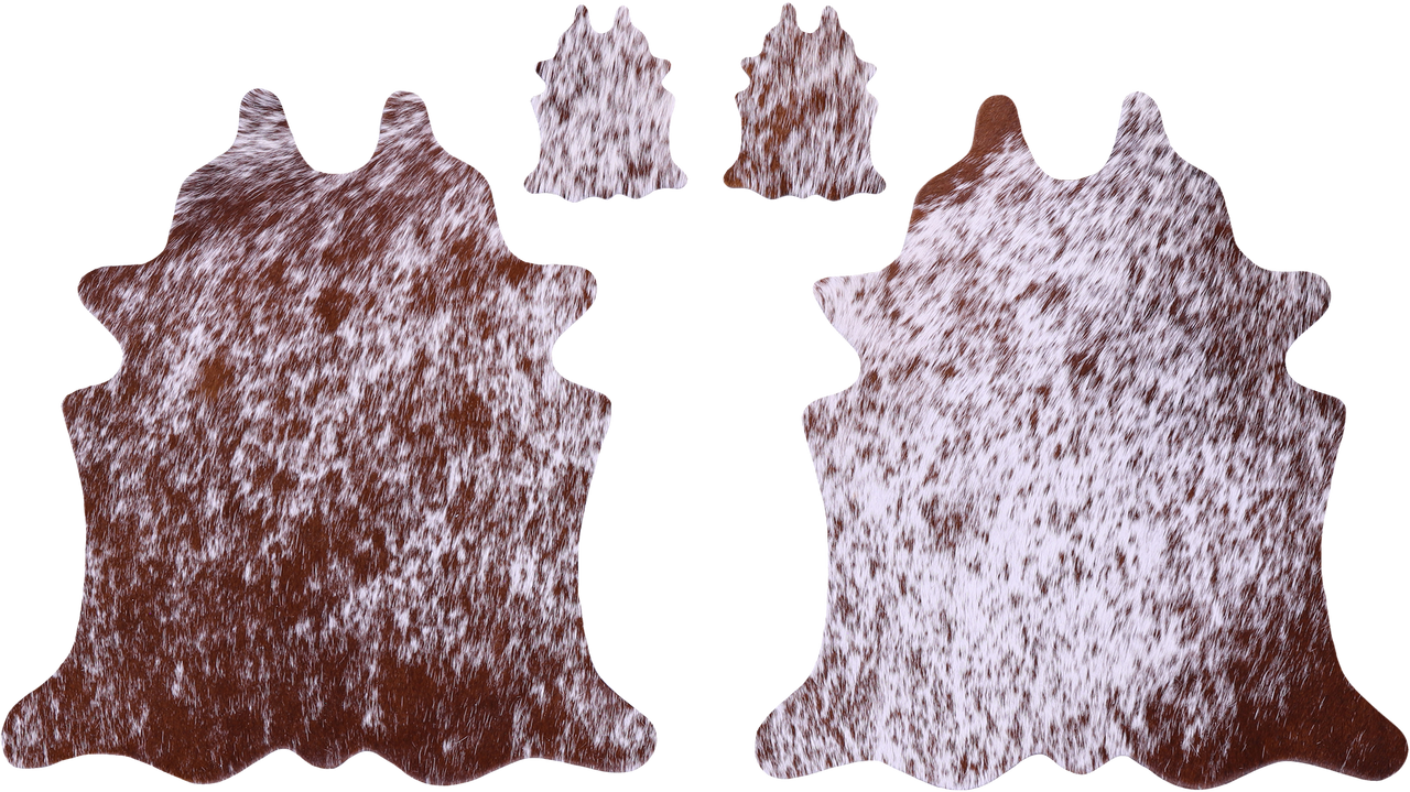 Brown Salt & Pepper Real Cowhide 2 Placemats With 2 Coasters - Set Of Two