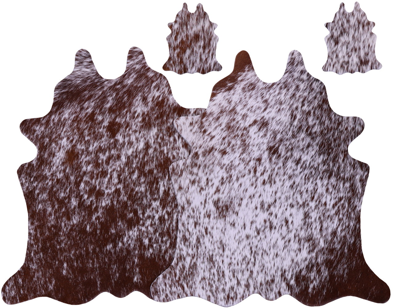 Brown Salt & Pepper Real Cowhide 2 Placemats With 2 Coasters - Set Of Two