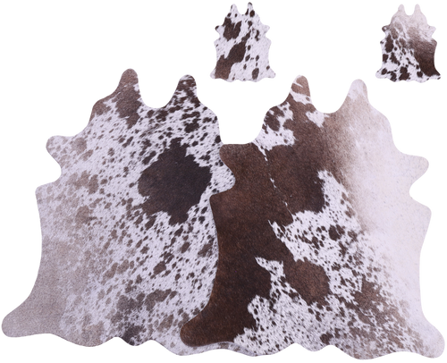 Brown Salt & Pepper Real Cowhide 2 Placemats With 2 Coasters - Set Of Two