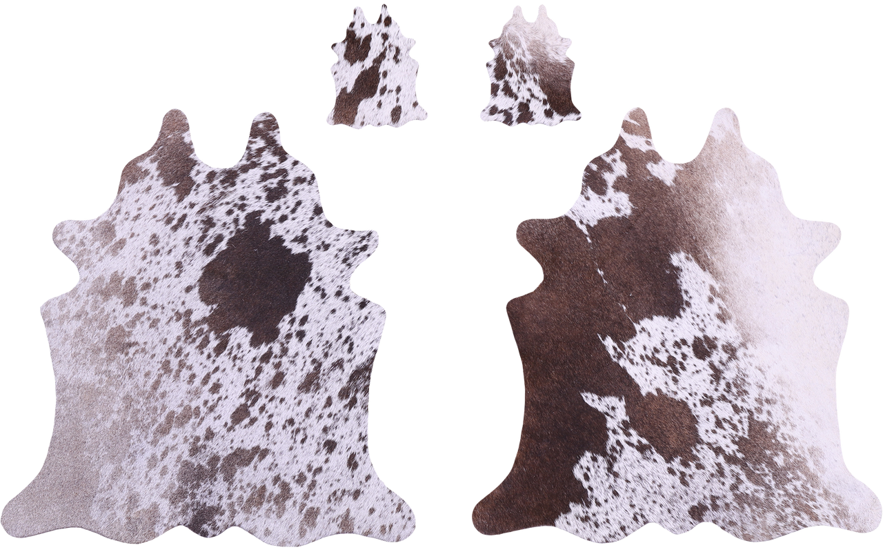 Brown Salt & Pepper Real Cowhide 2 Placemats With 2 Coasters - Set Of Two