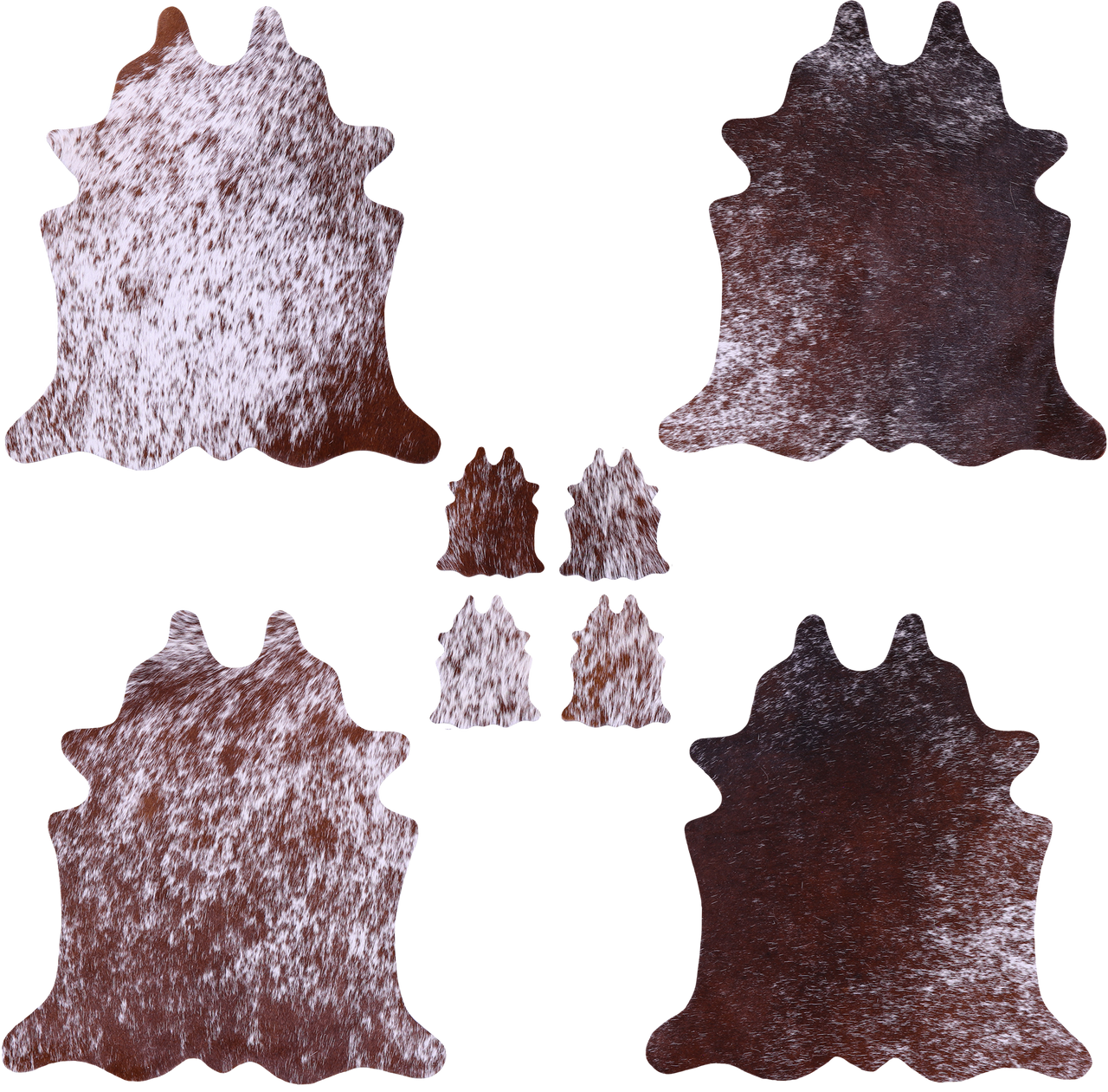 Brown Salt & Pepper Real Cowhide 4 Placemats With 4 Coasters - Set Of Four