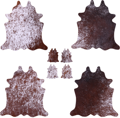 Brown Salt & Pepper Real Cowhide 4 Placemats With 4 Coasters - Set Of Four