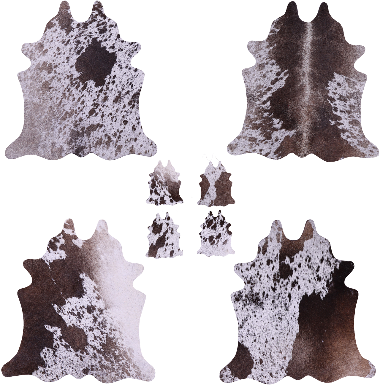 Brown Salt & Pepper Real Cowhide 4 Placemats With 4 Coasters - Set Of Four