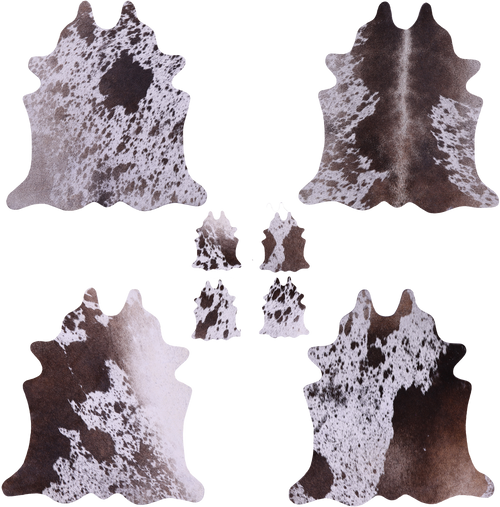 Brown Salt & Pepper Real Cowhide 4 Placemats With 4 Coasters - Set Of Four