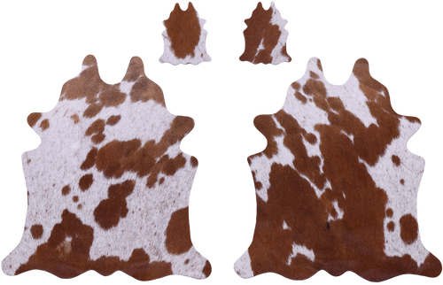 Brown & White Real Cowhide 2 Placemats With 2 Coasters - Set Of Two