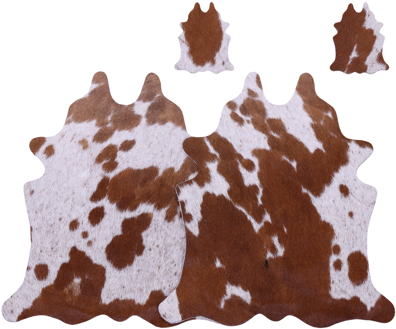 Brown & White Real Cowhide 2 Placemats With 2 Coasters - Set Of Two