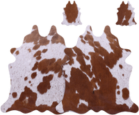 Thumbnail for Brown & White Real Cowhide 2 Placemats With 2 Coasters - Set Of Two