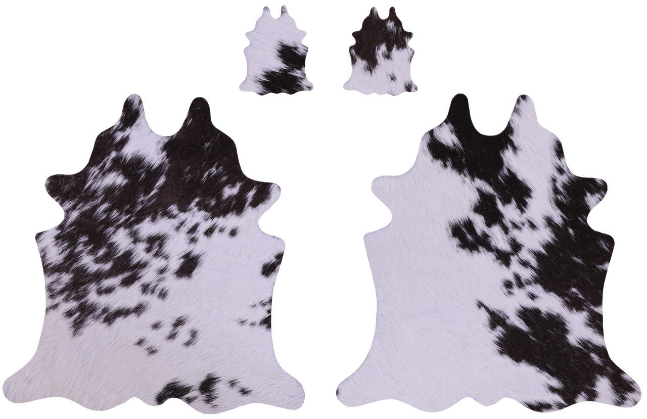 Brown & White Real Cowhide 2 Placemats With 2 Coasters - Set Of Two