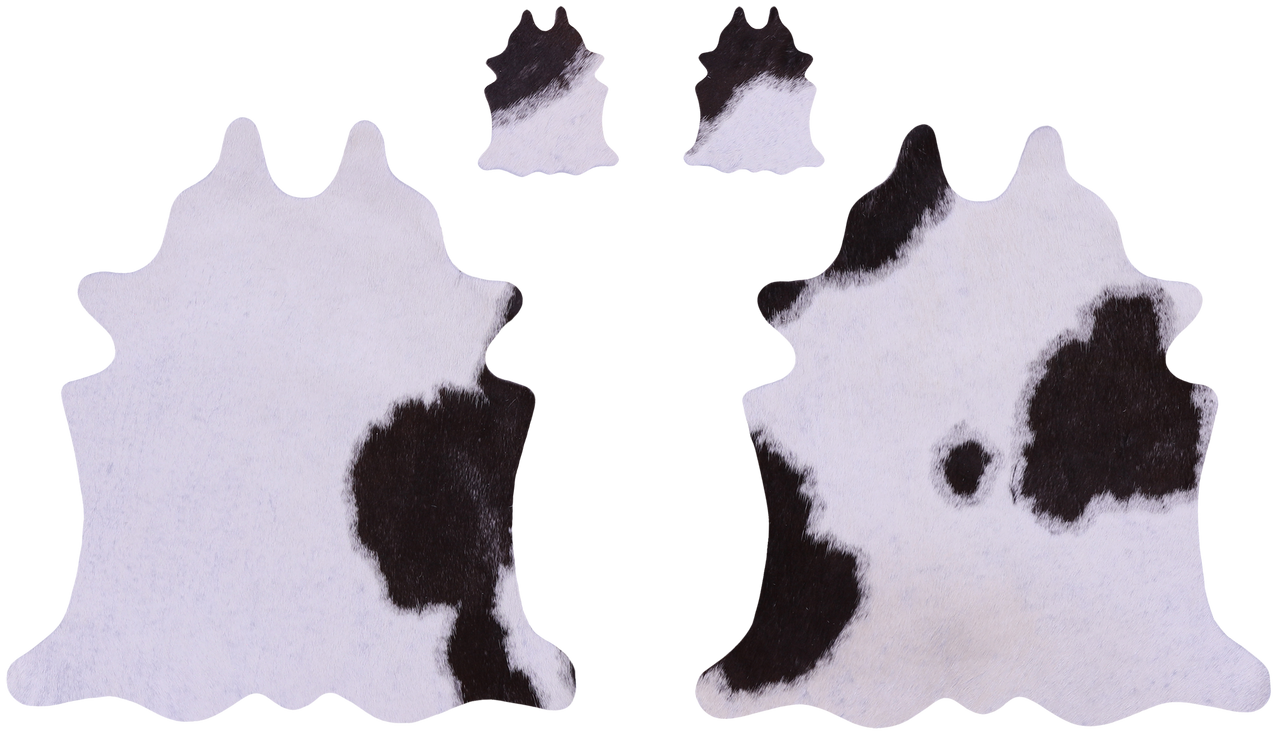 Brown & White Real Cowhide 2 Placemats With 2 Coasters - Set Of Two