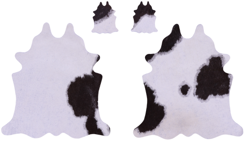 Brown & White Real Cowhide 2 Placemats With 2 Coasters - Set Of Two