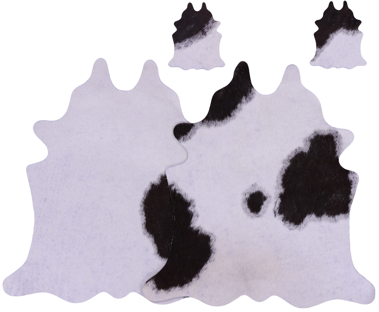 Brown & White Real Cowhide 2 Placemats With 2 Coasters - Set Of Two