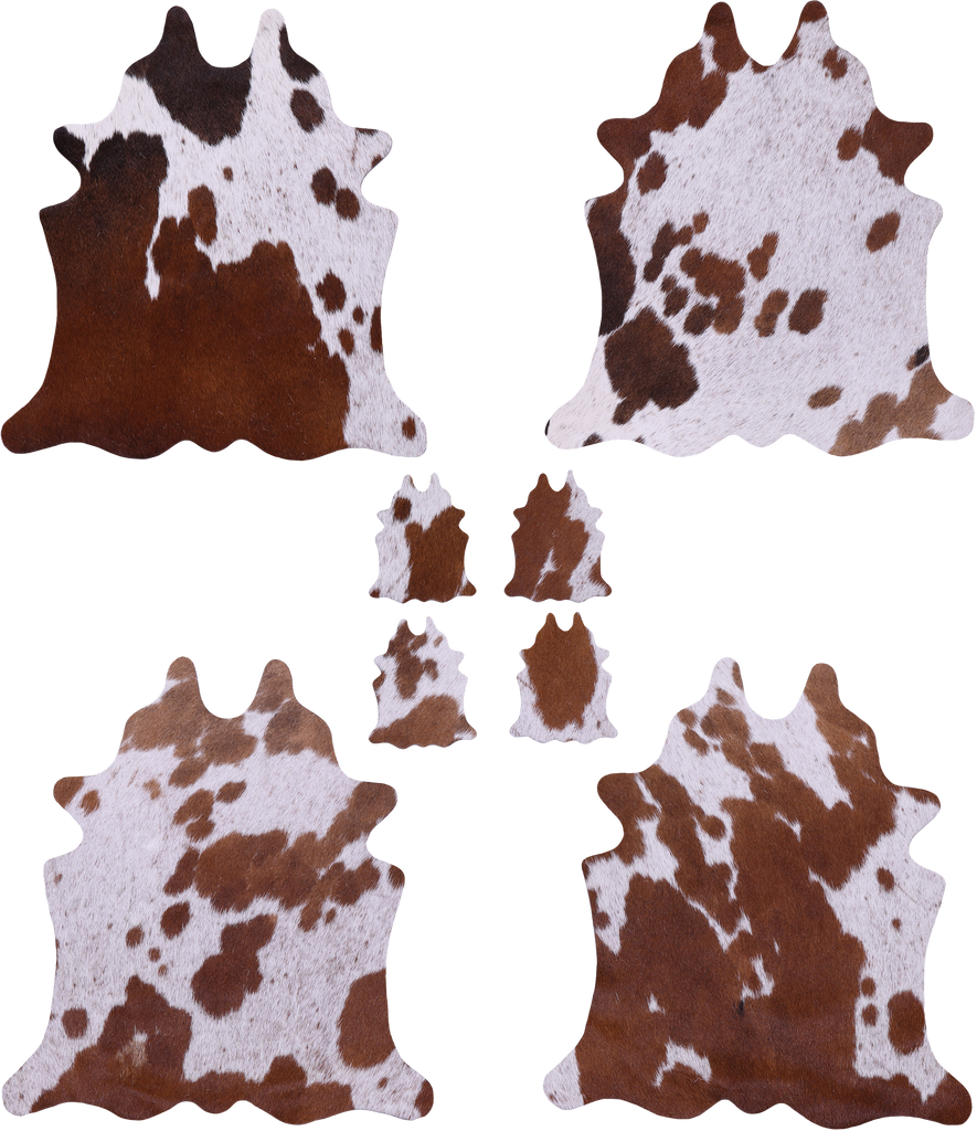 Brown & White Real Cowhide 4 Placemats With 4 Coasters - Set Of Four