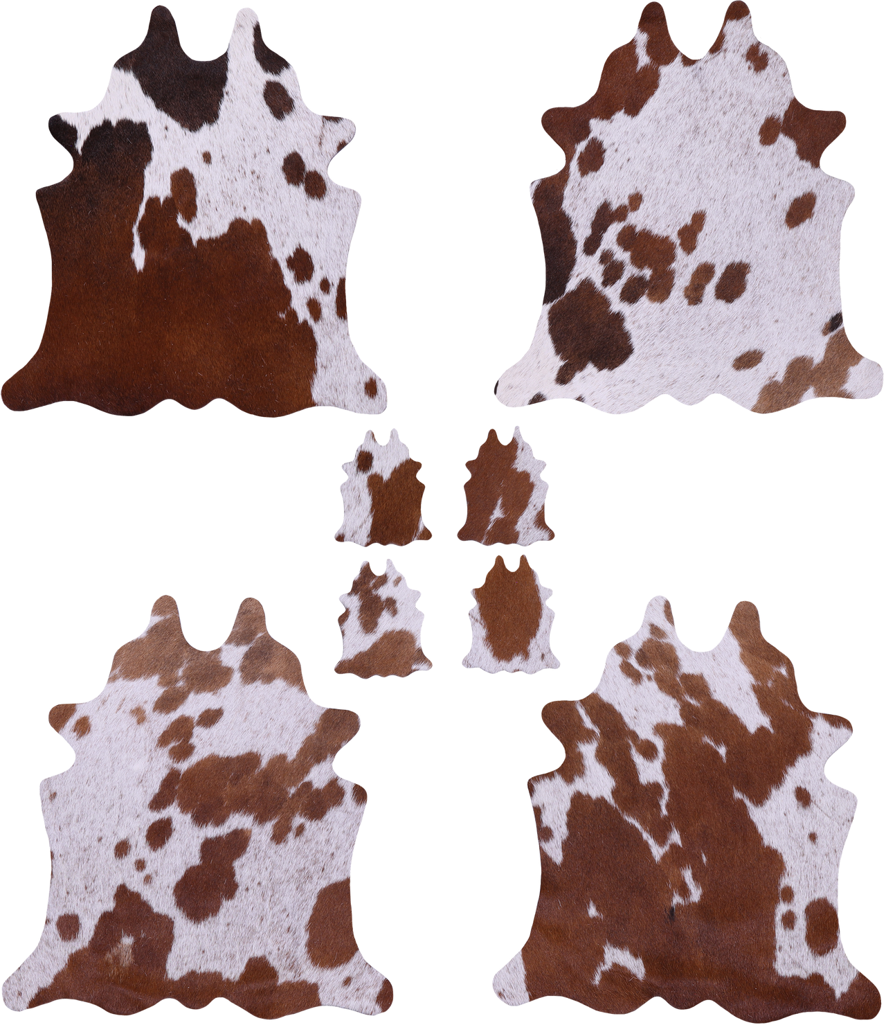 Brown & White Real Cowhide 4 Placemats With 4 Coasters - Set Of Four