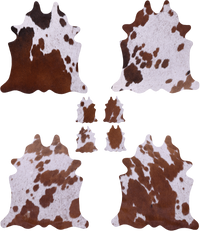 Thumbnail for Brown & White Real Cowhide 4 Placemats With 4 Coasters - Set Of Four