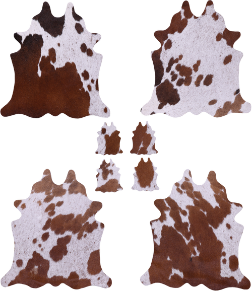 Brown & White Real Cowhide 4 Placemats With 4 Coasters - Set Of Four